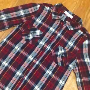 Love Tree Happens Plaid Button Down Top Size Medium